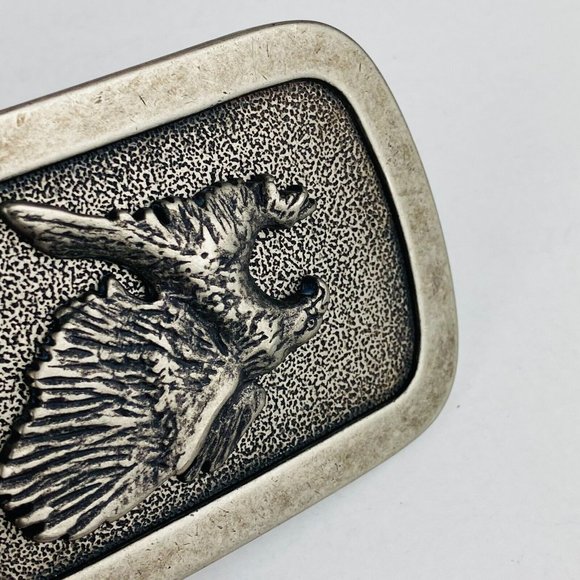 Unisex Gray Distressed Belt Buckle With Raised Eagle Accessory Piece Collectible - Picture 7 of 8